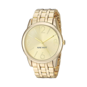 Nine West Women’s Gold-Tone Bracelet Watch – 39mm Case, Champagne Sunray Dial, Japanese Quartz Movement