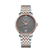 MIDO Baroncelli Big Date – Swiss Automatic Men’s Watch  Silver Dial | 40 mm Rose-Gold PVD Stainless Steel Case | M0274262208800