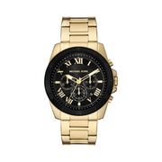 Michael Kors Alek Men's Chronograph Watch – Gold Stainless Steel, 44mm Black Dial | Quartz Movement