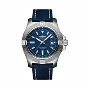 Breitling Avenger Automatic GMT 45 Men’s Watch – Blue Band, Silver-Tone Case, Sapphire Crystal