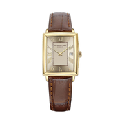 Raymond Weil Toccata Women’s Swiss Quartz Watch 5925-PC-00100 – Champagne Dial, Two-Tone Yellow Gold PVD, Brown Leather Strap