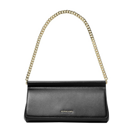 Michael Kors Carmine Medium Clutch – Pebbled Leather with Chain-Link Strap