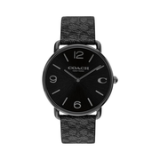 Coach Elliot Men's 41mm Quartz Watch – Black Canvas Strap with Sunray Dial and Crystal Detail