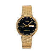 MIDO Commander 1959 – Swiss Automatic Men’s Watch  37 mm Stainless Steel Case | Black on Gold Milanese Bracelet | Swiss Mad