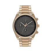 Calvin Klein Men’s Multi-Function Watch – 44mm Beige Gold Steel, Modern Industrial Design, Quartz Multifunction Luxury Timepiece