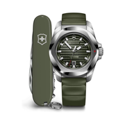 Victorinox I.N.O.X. Automatic Men’s Watch Set – 41mm Green Dial & Green Rubber Strap