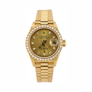 Rolex Pre-Loved Oyster Perpetual President Datejust 26 mm – 18K Yellow Gold Automatic Watch with Diamond Bezel 26