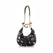 Gucci Pre-Loved Attache Mini Shoulder Bag – Grommet-Embellished Black Leather