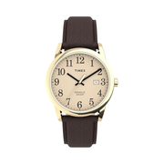 Timex Men’s Easy Reader 38mm Watch with Leather Strap, Date Display & INDIGLO Backlight