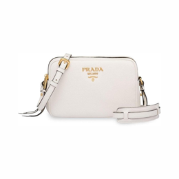 Prada White Vitello Phenix Leather Crossbody Handbag for Women – Model 1BH079