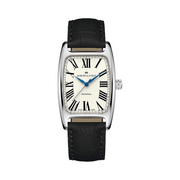 Hamilton American Classic Boulton Mechanical Watch – Swiss Made, 34x38.8mm Stainless Steel Case, White Dial, Black Leather Strap