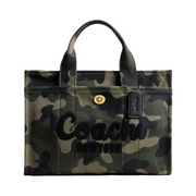Coach Cargo Tote – Premium Leather & Camo Canvas Carryall in Green Multi