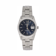 Rolex Pre-Loved Oyster Perpetual Date 34 mm – Stainless Steel Automatic Men’s Watch with Blue Dial