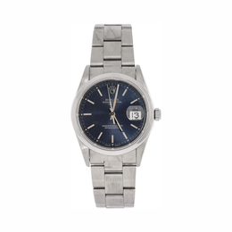 Rolex Pre-Loved Oyster Perpetual Date 34 mm – Stainless Steel Automatic Men’s Watch with Blue Dial