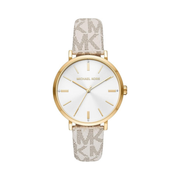Michael Kors Addyson Women’s Watch – 40mm Gold/White Quartz with PVC Leather Strap