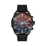 Diesel Spiked Men’s Chronograph Watch – Stainless Steel & Leather, Black Dial, Quartz Movement (Model DZ4667)