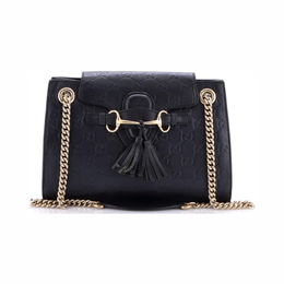 Gucci Pre-Loved Emily Chain Flap Shoulder Bag – Small Black Guccissima Leather