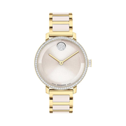 Movado Bold Women’s Gold-Plated Crystal-Set Watch – Swiss Quartz, 34mm, Luxury Timepiece