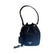Prada Women's Re-Nylon Black Tassel Drawstring Bucket Bag – Sustainable Designer Handbag 1BE067