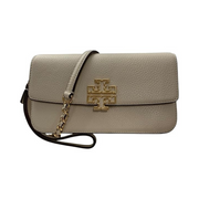 Tory Burch Britten Pebble Leather Chain Wallet with Wristlet – New Ivory