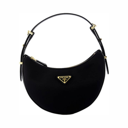 Prada Arqué Small Shoulder Bag in Black Re-Nylon and Brushed Leather – Model 1BC194 (New)