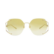 Gucci Square/Rectangle Gold Sunglasses – 59mm Metal Frame