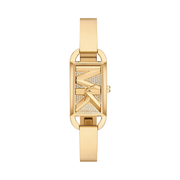 Michael Kors MK Empire Women’s Rectangular Pavé Stainless Steel Watch – Gold Bangle Bracelet (22mm)
