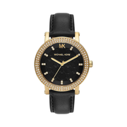 Michael Kors Corey Men’s Black Leather Watch – 38mm Three-Hand Quartz