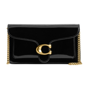 Coach Tabby Chain Clutch – Black Spazzolato Leather Designer Evening Bag