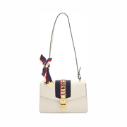 Gucci Sylvie Shoulder Bag – Pre-Loved White Leather, Gold Chain Detail