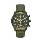 Michael Kors Panorama Men’s Watch – 44mm Chronograph, Green Leather Strap