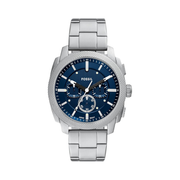 Fossil Machine Men’s Chronograph Watch – Blue Dial, Stainless Steel Bracelet, Quartz Movement, 44mm