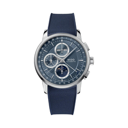 MIDO Baroncelli Chronograph Moonphase – Swiss Automatic Men’s Watch  Blue Dial | 42 mm Stainless Steel Case | Swiss Made
