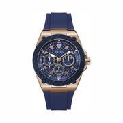 GUESS Men’s Blue & Rose Gold-Tone Quartz Stainless Steel Watch | 45mm Multifunction Dial