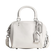 Coach Rogue Cube 20 – Chic Glazed Leather Handbag with Triple Compartments & Versatile Carrying Options