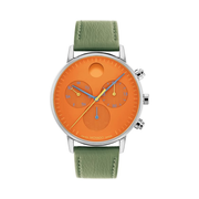 Movado Face Chronograph Watch – 43mm Swiss Quartz, Vegan Leather Strap, Minimalist Luxury Unisex Timepiece