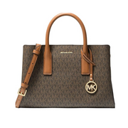 Michael Kors Ruthie Small Satchel – Signature Logo Canvas with Gold-Tone Hardware