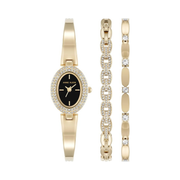 Anne Klein Women's Genuine Diamond Dial Bracelet Watch – Gold & Black, 18mm