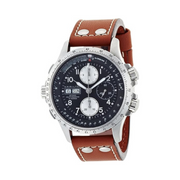 Hamilton Khaki Aviation X-Wind Auto Chronograph – Swiss Made, 44mm Stainless Steel Case, Black Dial, Brown Leather Strap