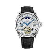 Stuhrling Presidia 943A Men’s Automatic Skeleton Dress Watch | Dual Time, AM/PM Indicator, Stainless Steel