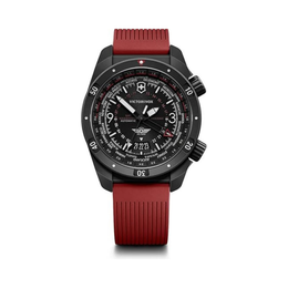 Victorinox Air Pro Automatic Men’s Watch – 43mm Black Dial & Red Rubber Strap
