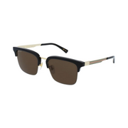 Gucci GG1226S 001 Men’s Sunglasses – Black/Gold Frame with Brown Lenses, Italian-Made Square Eyewear