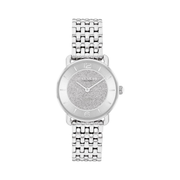 Coach Elliot Women's 28mm Stainless Steel Quartz Watch – Silver Glitter Dial, Minimalist Bracelet