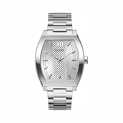 GUESS Men’s Silver-Tone Barrel Analog Watch | 42mm Case & Stainless Steel Bracelet