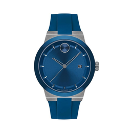 Movado Bold Fusion Men's Luxury Quartz Watch – 42mm Swiss Movement, Silicone Strap, 5 ATM Water Resistance