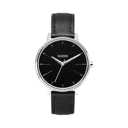 Nixon Kensington Leather Women’s Watch – 37mm Black & Silver Dial, Black Leather Strap