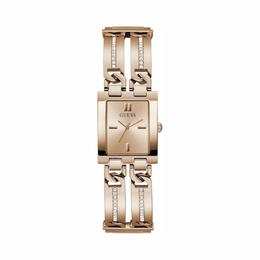 GUESS Gold-Tone Square Analog Watch – 24mm Rose Gold Stainless Steel Bracelet