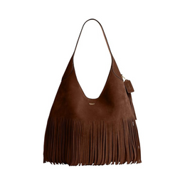 Coach Brooklyn Fringe Shoulder Bag 39 – Luxurious Suede Hobo Style, Spacious Design, Fits 15