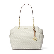 Michael Kors Jacquelyn Medium Chain Tote – Signature Logo Canvas Shoulder Bag
