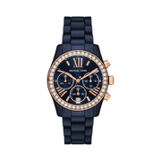 Michael Kors Lexington Chronograph Women’s Watch – Blue Ceramic with Rose Gold Accents (MK4969)